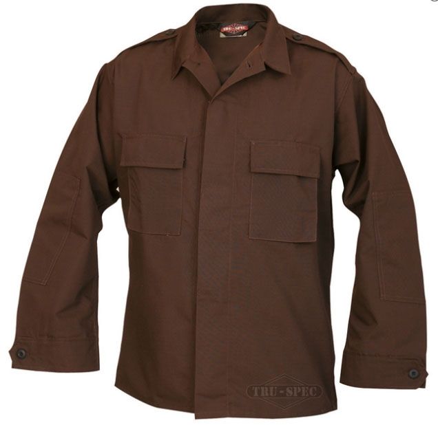 Tru-Spec Long Sleeve Tactical Shirt Brown RS PolyCotton Small Reg Length