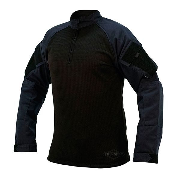 Tru-Spec Tru-Spec T.R.U. 1/4 Zip Winter Combat Shirt - Men's 65/35 Polyester/Cotton Rip-Stop Navy Medium Regular 2590004