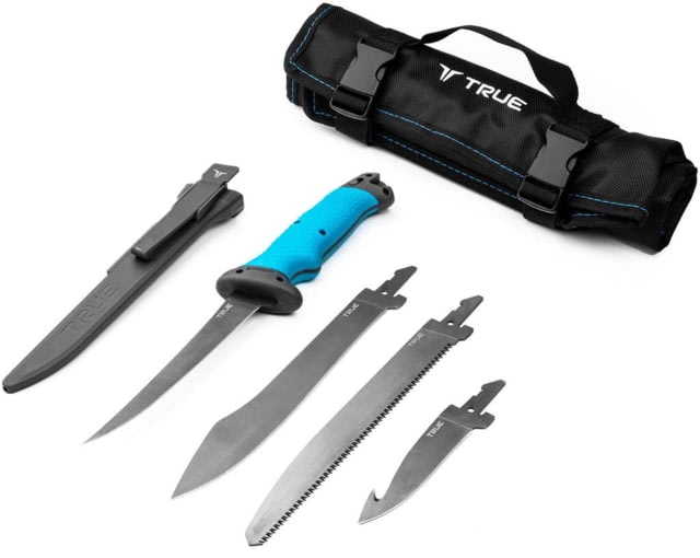 TRUE Hunt Processor Fixed Blade Knives Kit 4/6/8/8 in 5Cr13 Steel Hunting TPR Handle Titanium Nitride