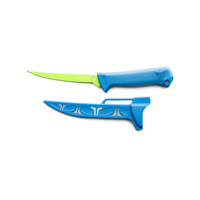 True TRUE SYK Trout Fillet Knife 4in 9CR18MoV Stainless Steel Fillet Blue Handle Green