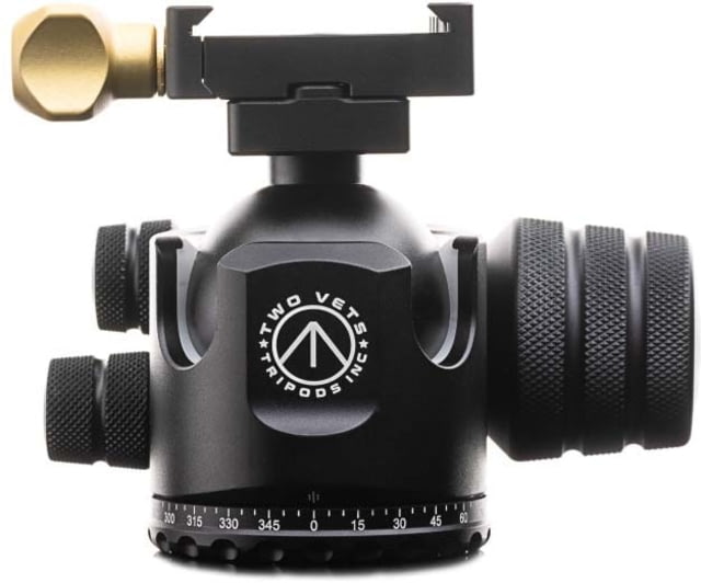 Two Vets Tripods Inc 44MM Dual Tension Ballhead W/ Area 419 ARCALOCK CLAMP Black/Gold 3in