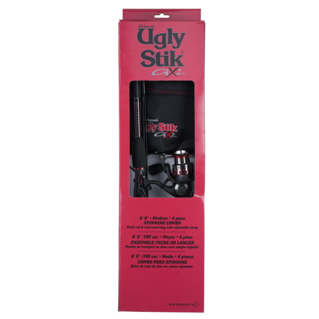 Ugly Stik GX2 Travel Spinning Kit 5.2/1 Right/Left 30 6ft. 6in. Rod Length Medium Power 4 Pieces Rod