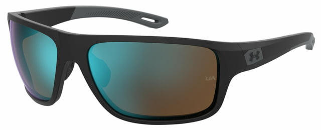 Under Armour Battle Sunglasses with Matte Black Frame and Outdoor Tuned Cobalt Green Mirror Lens Medium  0VK-W1