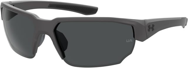 Under Armour Blitzing Sunglasses with Shiny Jet Grey Frame and Grey Lens Medium  R6S-IR