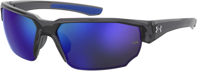 Under Armour Blitzing Sunglasses with Transparent Grey Frame and Blue to Grey Mirror Lens Medium  KB7-W1