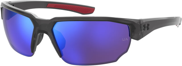 Under Armour Blitzing Sunglasses with Transparent Jet Grey Frame and Violet Blue Gold Tuned Mirror Lens Medium  268-PC