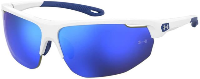 Under Armour Clutch Sunglasses with Matte White/Grey Frame and Blue Mirror Lens Medium  WWK-W1