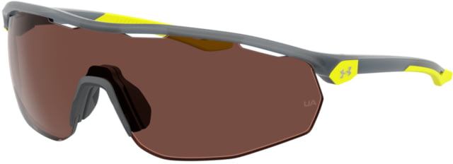 Under Armour Gametime Sunglasses with Matte Opal Grey Frame and Brown Polarized/Hi-Contrast Lens Medium  0UV-6A