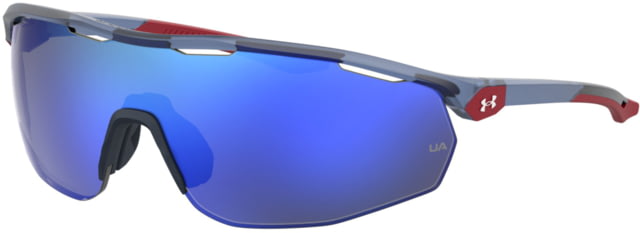 Under Armour Gametime Sunglasses with Matte Transparent Blue Frame and Grey/Blue Mirror Lens Medium  PJP-W1