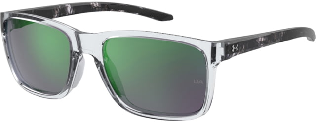 Under Armour Hustle Sunglasses with Crystal-Havana Black Temples/Grey Frame and Green Mirror Lens Medium  MNG-Z9