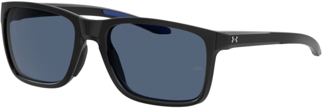 Under Armour Hustle Sunglasses with Shiny Black/Grey Frame and Blue Flash Lens Medium  807-KU