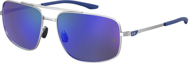 Under Armour Impulse Sunglasses with Shiny Palladium Frame and Blue Mirror Lens Medium  010-Z0