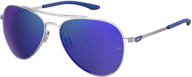 Under Armour Instinct Sunglasses with Shiny Palladium/Grey Frame and Blue Mirror Lens Medium  010-Z0