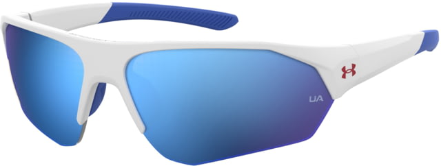 Under Armour Playmaker JR Sunglasses with Matte White Frame and Baseball Tuned Blue Mirror Lens Medium  6HT-W1