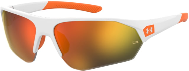 Under Armour Playmaker JR Sunglasses with Matte White Frame and Baseball Tuned Orange Mirror Lens Medium  IXN-50