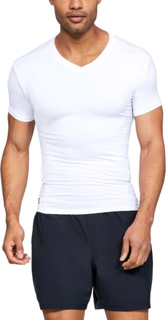 Under Armour Tactical HeatGear Compression Short Sleeve V-Neck Shirt - Men's White Large Tall