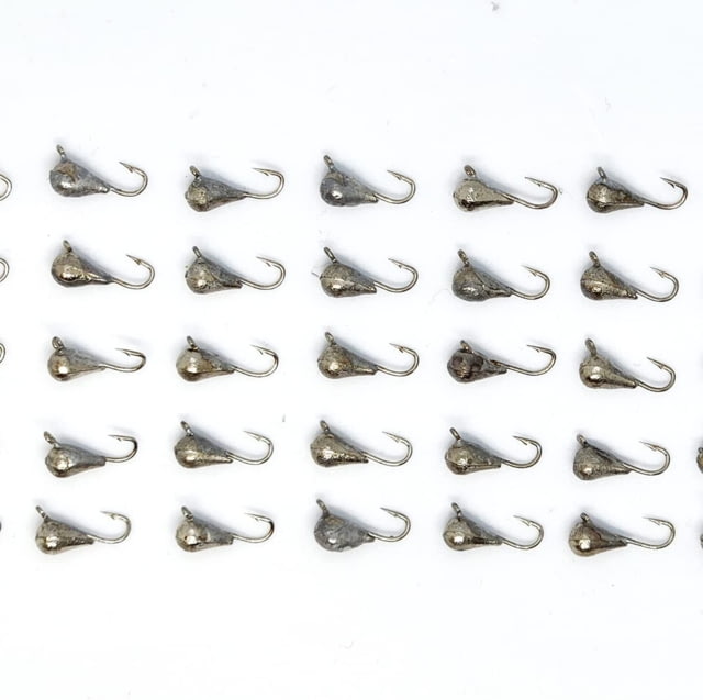 Vexan 50-Pack Teardrop Ice Fishing Jigs 10 Unpainted Tungsten Teardrop 1.1g 50p-pVTVTD-1.1g-10 Unp