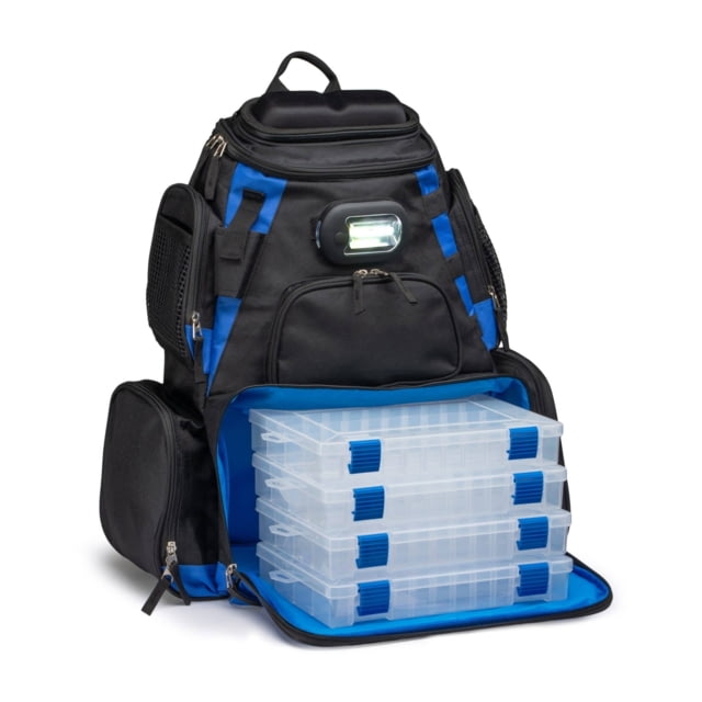 Vexan Backpack Tackle Box w/LED Light Black/Blue Large