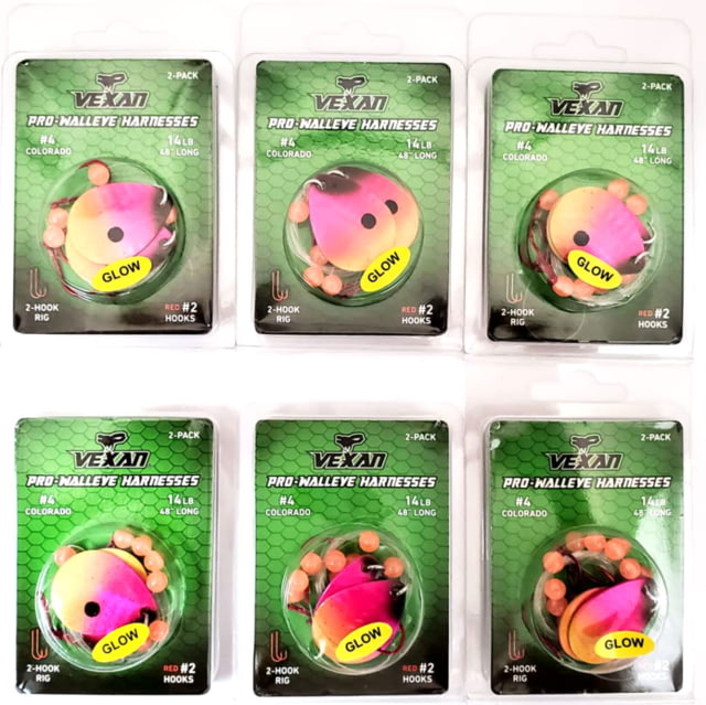 Vexan Crazy Corn Six 2-PacksGlow Walleye Crawler Harness Crazy Corn 48" Crazy Corn Six 2-Packs