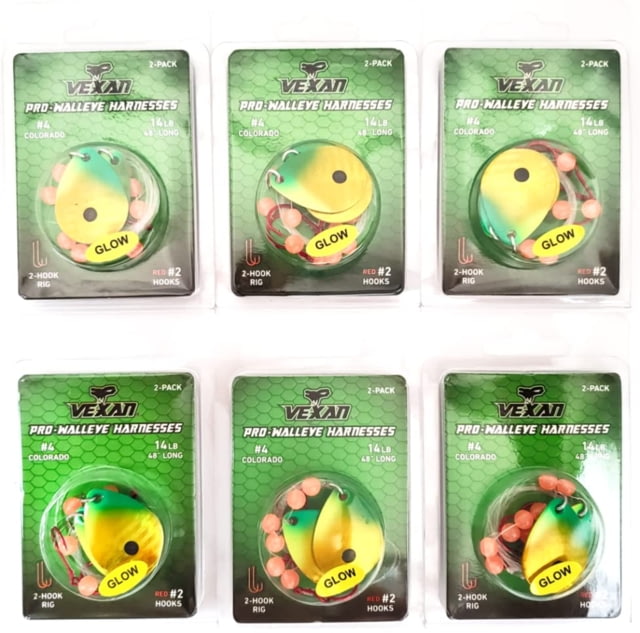 Vexan Fire Ant Six 2-PacksGlow Walleye Crawler Harnes Fire Ant 48" Fire Ant Six 2-Packs