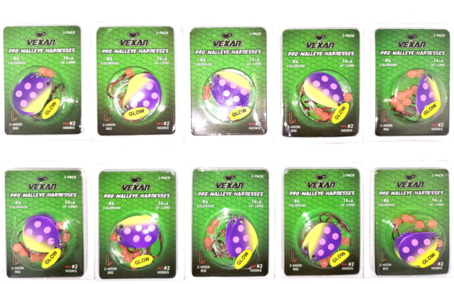 Vexan Purple Haze Ten 2-Packs Glow Walleye Crawler Harness Purple Haze 48" Purple Haze Ten 2-Packs