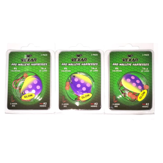 Vexan Purple Haze Three 2-Packs Glow Walleye Crawler Harness Purple Haze 48" Purple Haze Three 2-Packs