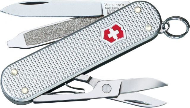 Victorinox Classic SD Stainless Steel Swiss Army Knife Silver Alox Ribbed