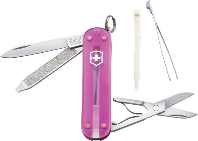 Victorinox Classic SD Stainless Steel Swiss Army Knife Translucent Pink