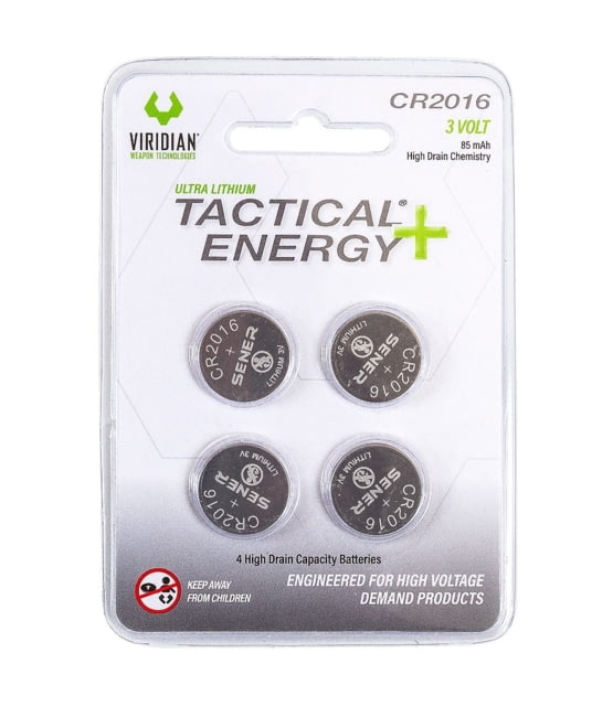 Viridian Weapon Technologies Tactical Energy+ CR2016 Lithium Battery 4-pack