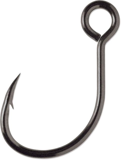 VMC Inline Single Hook Needle Point Extra Wide Gap Light Wire Non-Offset Large Eye Coastal Black Size 1/0 8 Per Pack