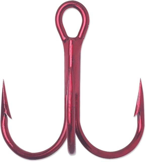 VMC Round Bend Treble Short Shank Hooks 1X Strong Tin Red Size 2