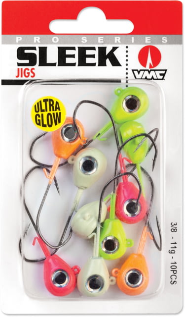 VMC Sleek Jig Glow Kit 1/2oz Number 3/0 Hooks 10 Assorted Glow Colours