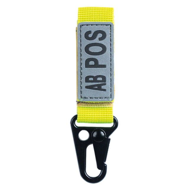 Voodoo Tactical Embroidered Blood Type Tags Ab+ Black Letters Hi-Viz Yellow Webbing