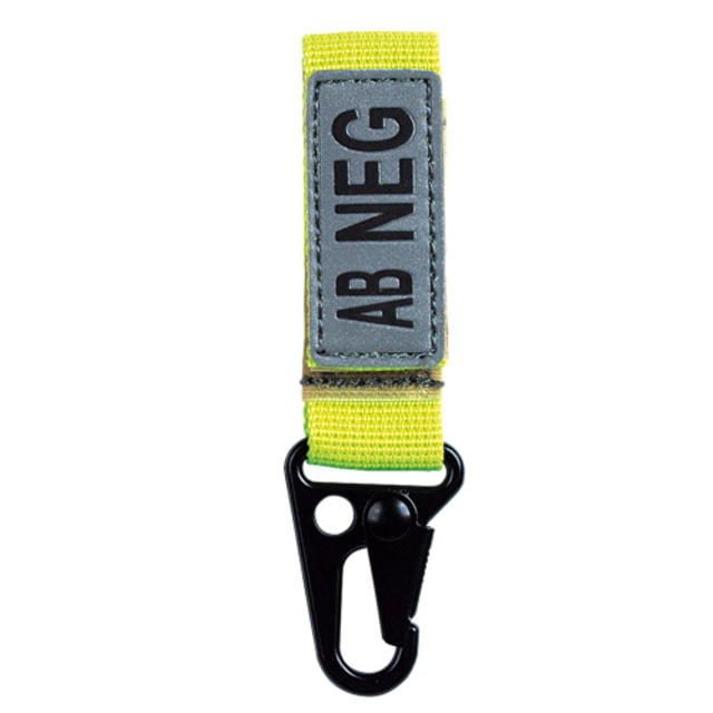 Voodoo Tactical Embroidered Blood Type Tags Ab- Black Letters Hi-Viz Yellow Webbing