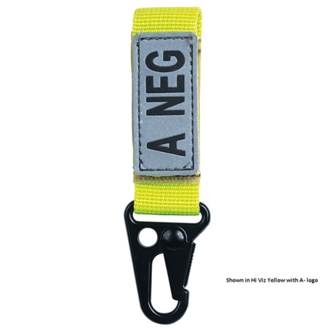 Voodoo Tactical Embroidered Blood Type Tags B+ Black Letters Hi-Viz Yellow Webbing