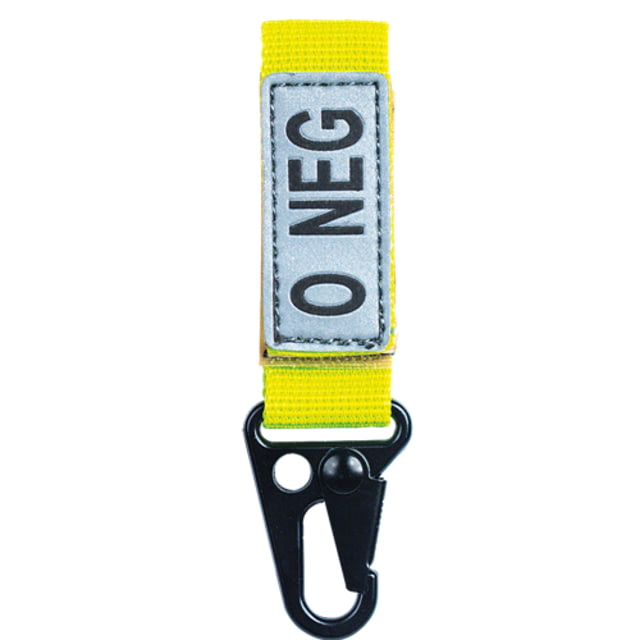 Voodoo Tactical Embroidered Blood Type Tags O-Negative Black Letters Hi-Viz Yellow Webbing