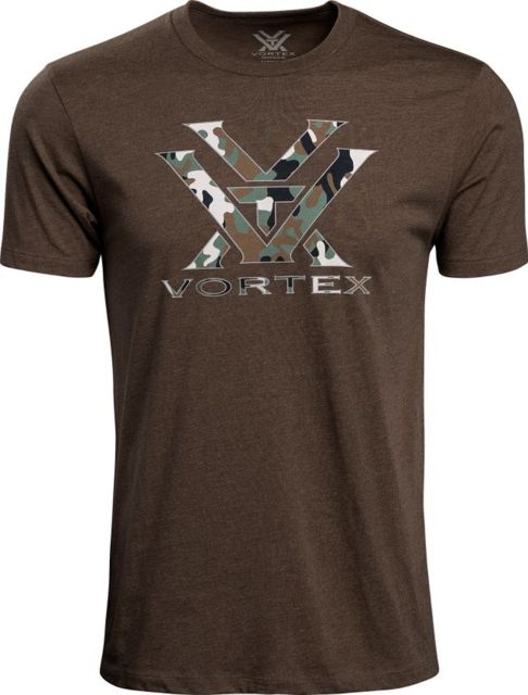 Vortex Camo Logo Short Sleeve T-Shirts - Men's Brown Heather M
