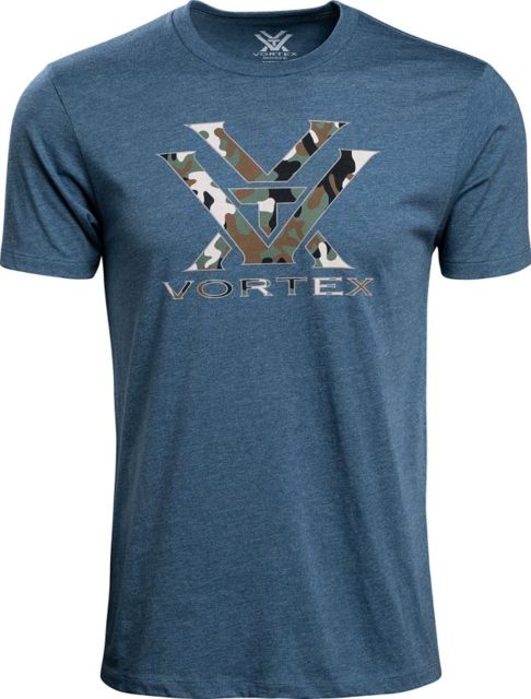 Vortex Camo Logo Short Sleeve T-Shirt - Men's Extra Large Steel Blue Heather/Camo