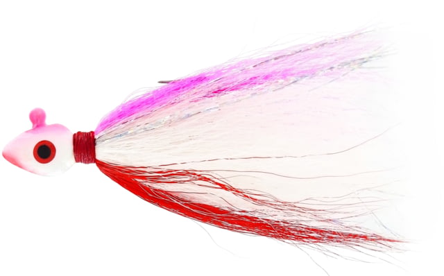 Wahoo Fishing Products Wahoo Saltwater Flash'N Bucktail Jig 1/2oz Red Pink Wedge Style Head Painted Dbl Eye