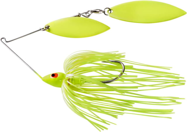 War Eagle Painted Head Double Willow Blades Spinnerbait Single J-style Fishing Hook 1/2oz 1 Piece Chartreuse