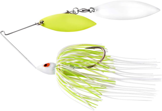 War Eagle Painted Head Double Willow Blades Spinnerbait Single J-style Fishing Hook 3/8oz 1 Piece White Chartreuse
