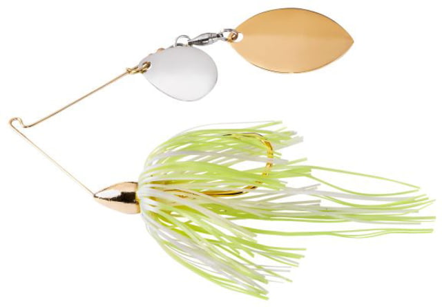 War Eagle Finesse Colorado/Turtleback Blades Spinnerbait EWG Worm Fishing Hook 5/16oz 1 Piece Gold/Hot White Chartreuse