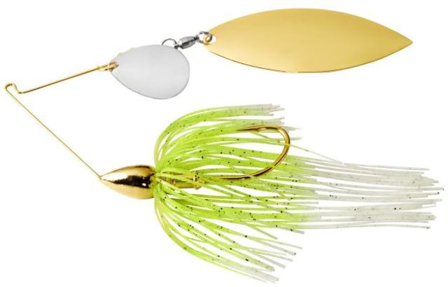 War Eagle Tandem Willow/Colorado Gold Frame Spinnerbait Mustad Fishing Hook 1/2oz 1 Piece White Chartreuse