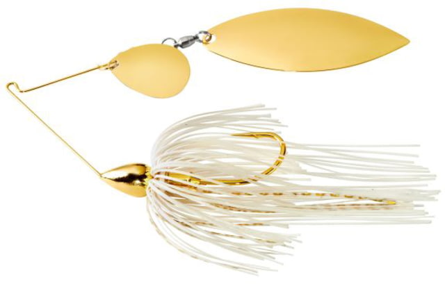 War Eagle Tandem Willow/Colorado Gold Frame Spinnerbait Mustad Fishing Hook 1/2oz 1 Piece White Gold