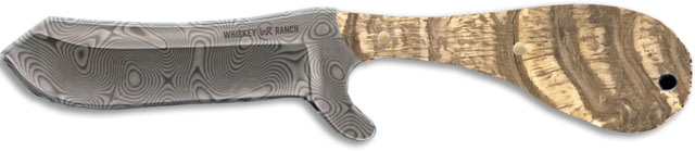 Whiskey Bent Knives Bullcutter Fixed Knife w/Damascus Blade 440 Steel Blade 6in Overall Length Ram Horn Handle Ram Horn