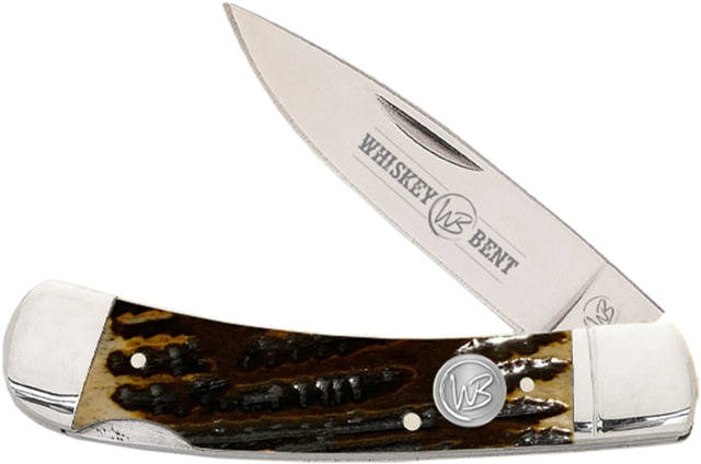 Whiskey Bent Knives Lock Blade Folding Knife Single Clip Point 440 Steel Blade 3.75in Closed Length Natural Bone Handle Honey Badger