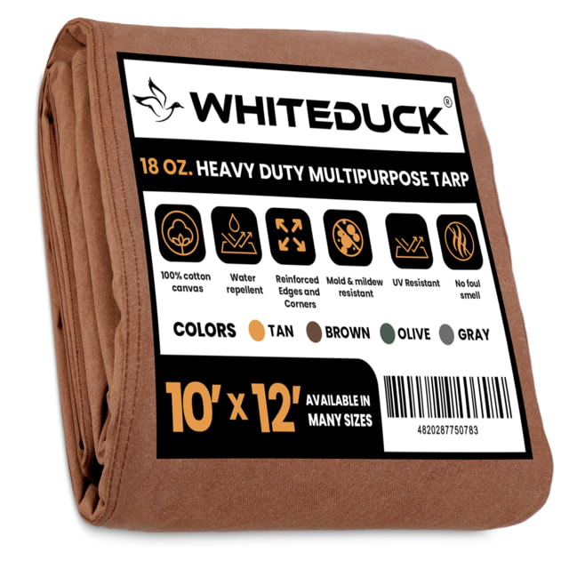 White Duck 18 oz. 100percent Cotton Canvas Tarp Brown 10ft x 12ft