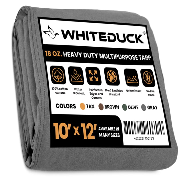 White Duck 18 oz. 100percent Cotton Canvas Tarp Gray 10ft x 12ft