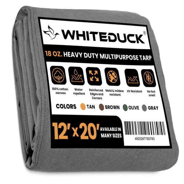 White Duck 18 oz. 100percent Cotton Canvas Tarp Gray 12x20ft