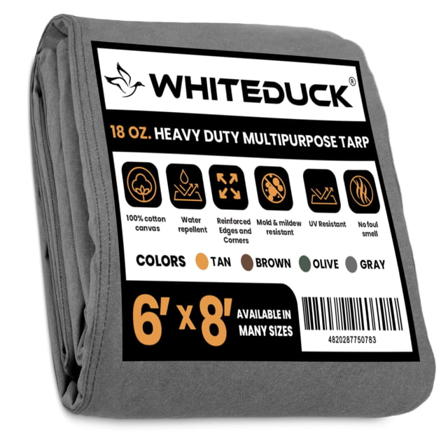 White Duck 18 oz. 100percent Cotton Canvas Tarp Gray 6ftx8ft